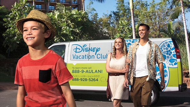 A family by a Disney Vacation Club van
